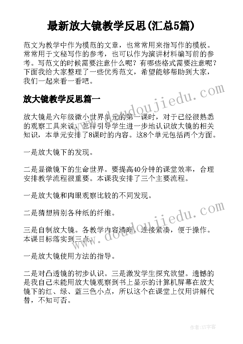 最新放大镜教学反思(汇总5篇)