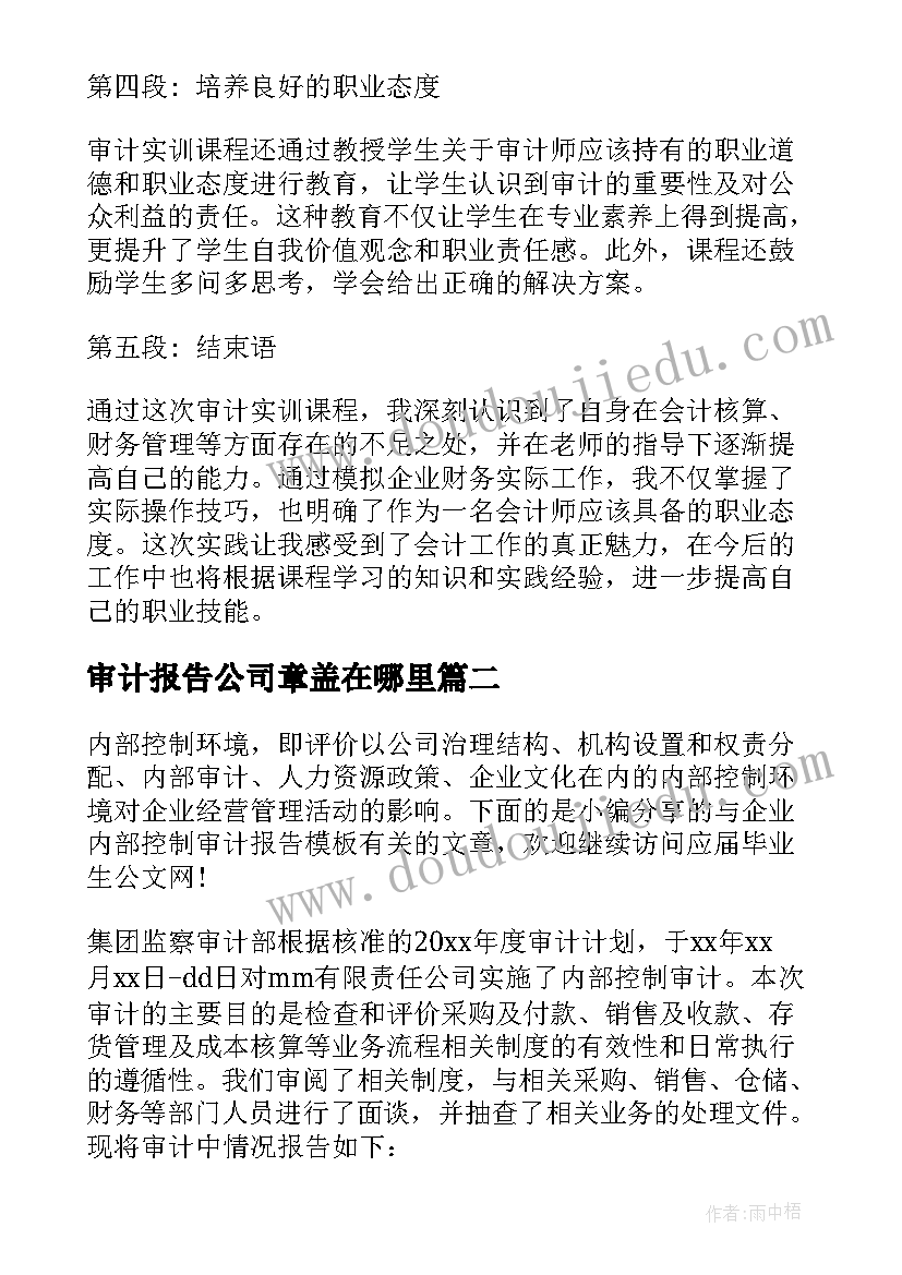 2023年审计报告公司章盖在哪里(通用5篇)