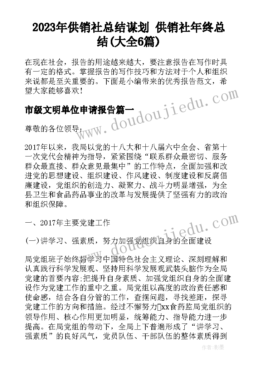 2023年供销社总结谋划 供销社年终总结(大全6篇)