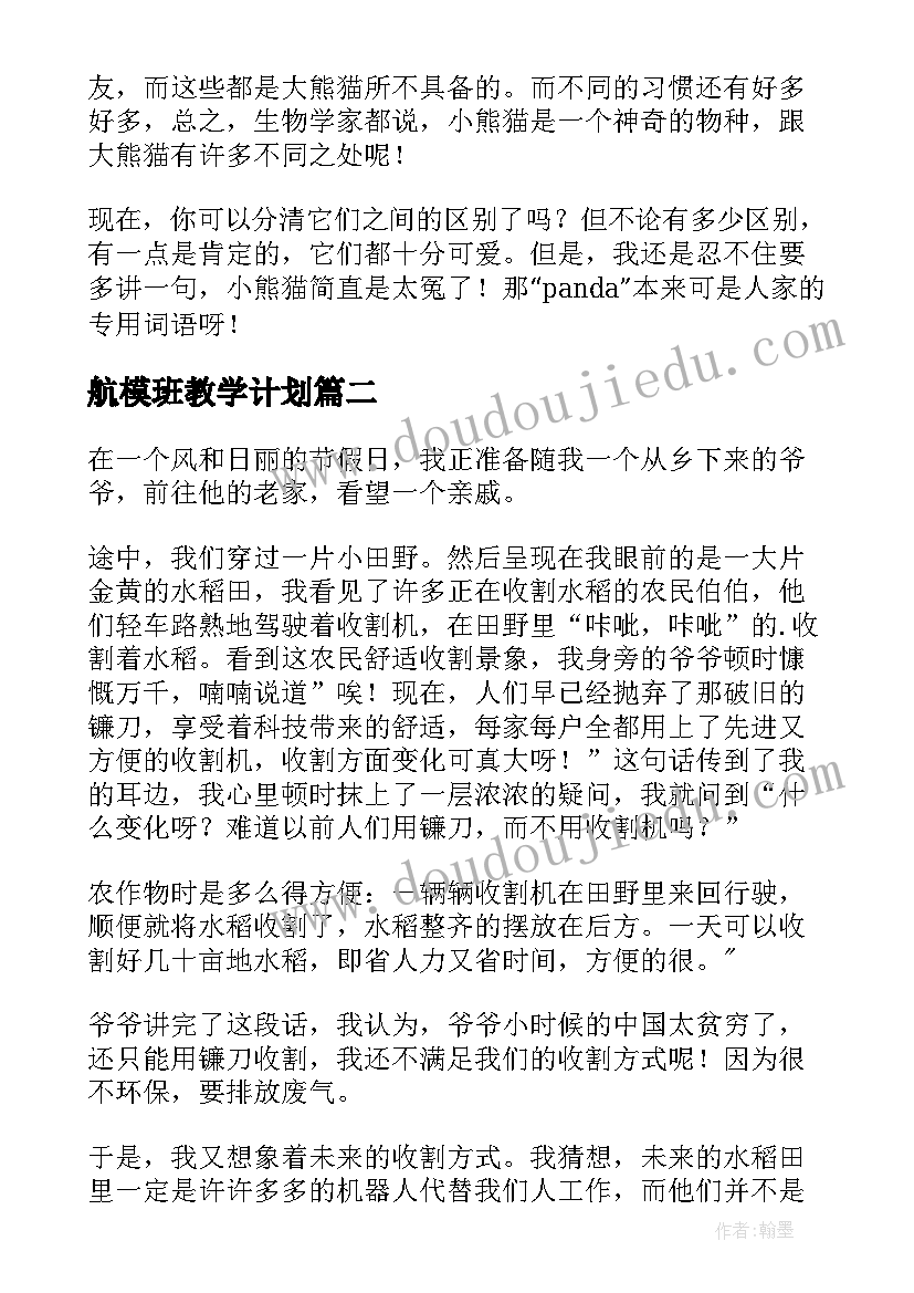 航模班教学计划 pet大小加(汇总5篇)