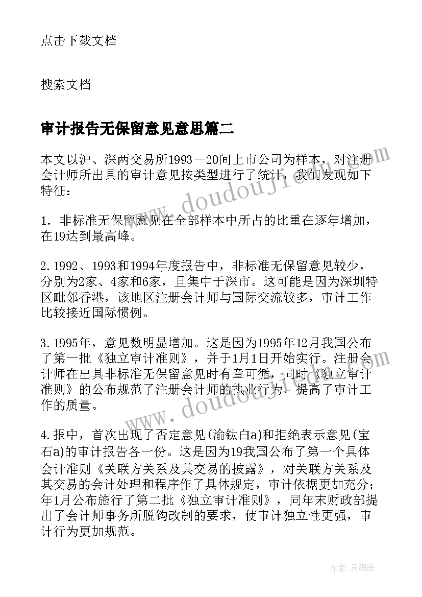 审计报告无保留意见意思 无保留意见审计报告(模板5篇)