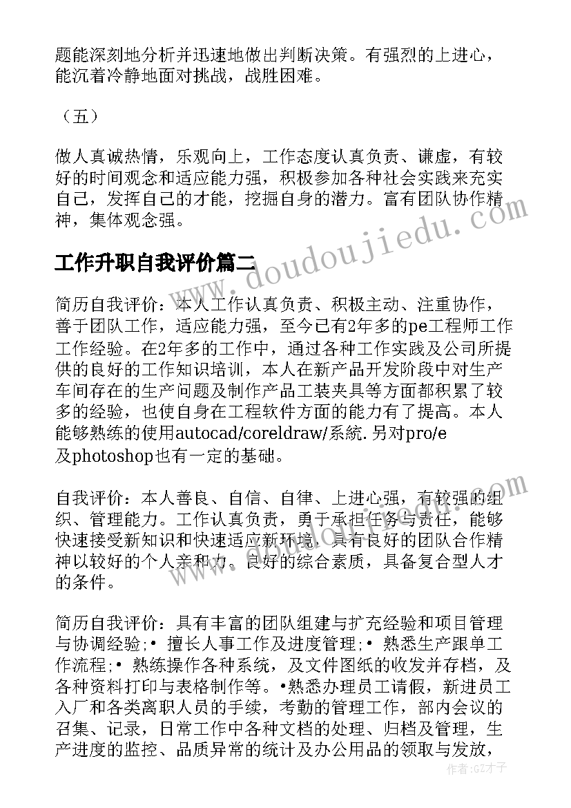 2023年工作升职自我评价(优质10篇)