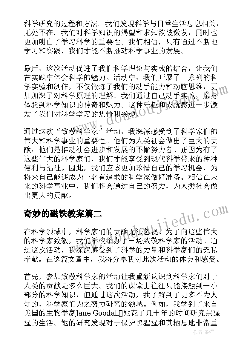 最新奇妙的磁铁教案(汇总10篇)