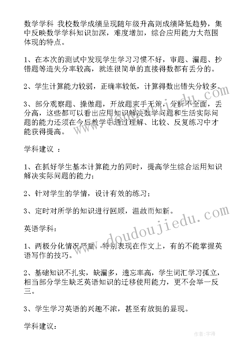 2023年期中数学考试试卷分析总结与反思 数学期中测试质量分析报告(优秀9篇)