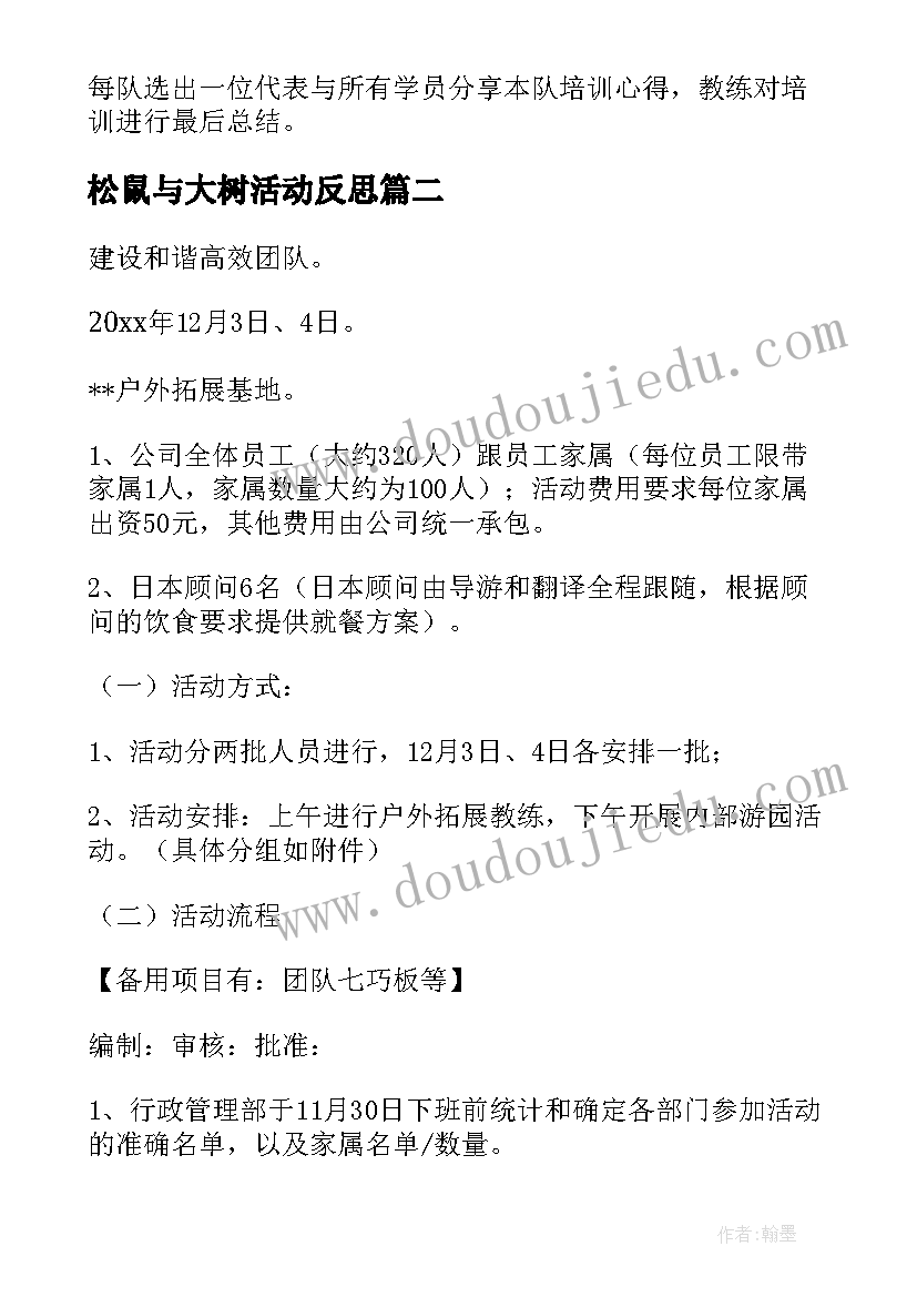 2023年松鼠与大树活动反思 素拓活动策划书(模板5篇)