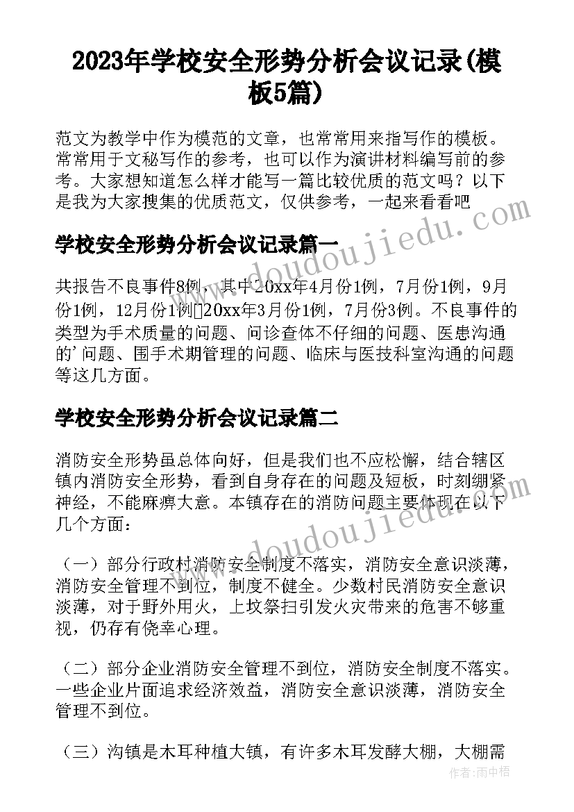 2023年学校安全形势分析会议记录(模板5篇)