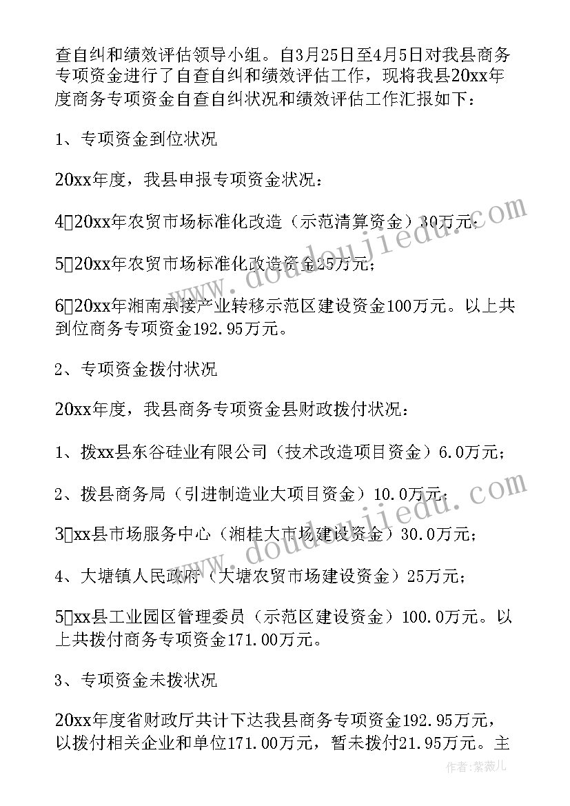 最新专项资金自查整改报告(大全5篇)