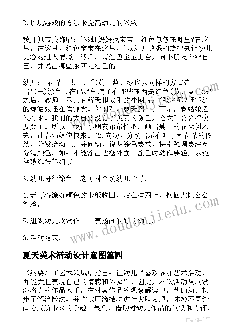 夏天美术活动设计意图 美术教研活动参训心得体会(汇总5篇)