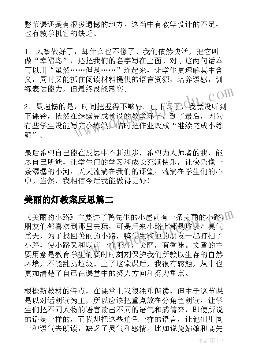 美丽的灯教案反思 教学反思美丽的风筝(精选5篇)