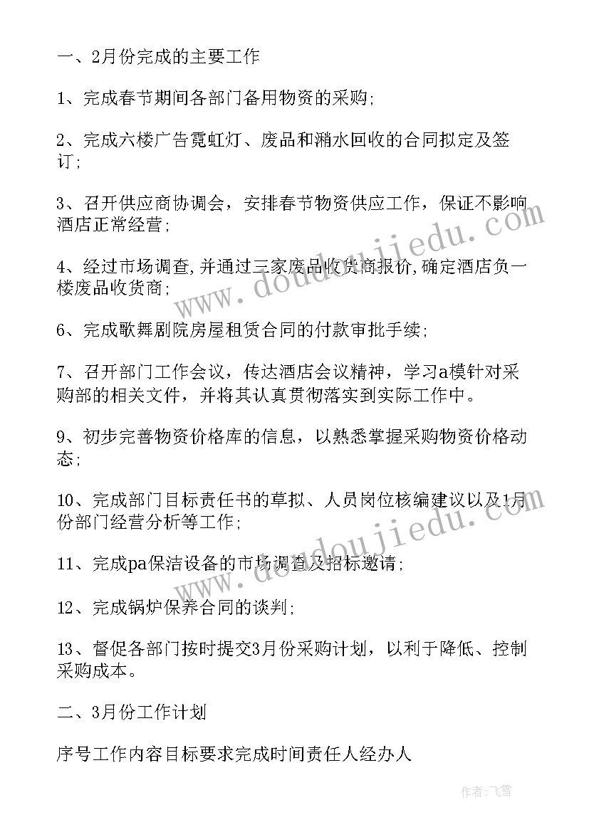 2023年配件主管月度工作总结 采购主管月度工作总结(模板5篇)