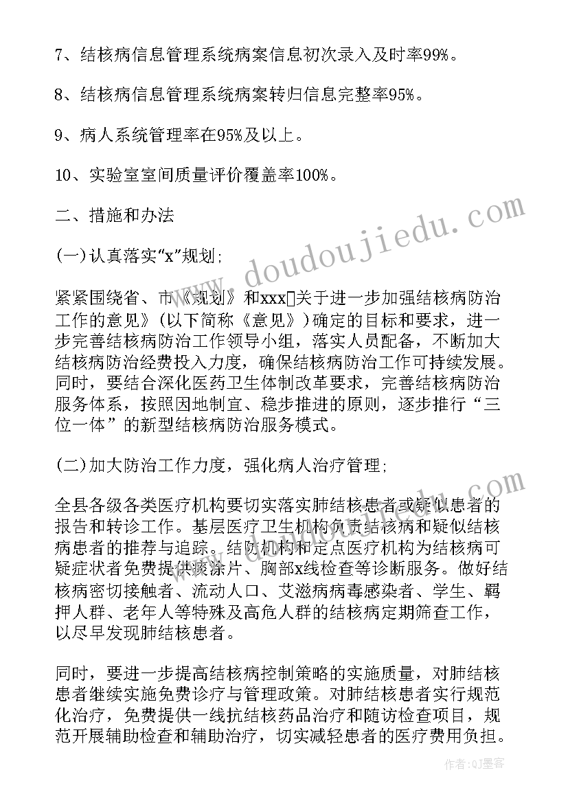 结核病防治知识宣传计划 结核病工作计划(实用6篇)