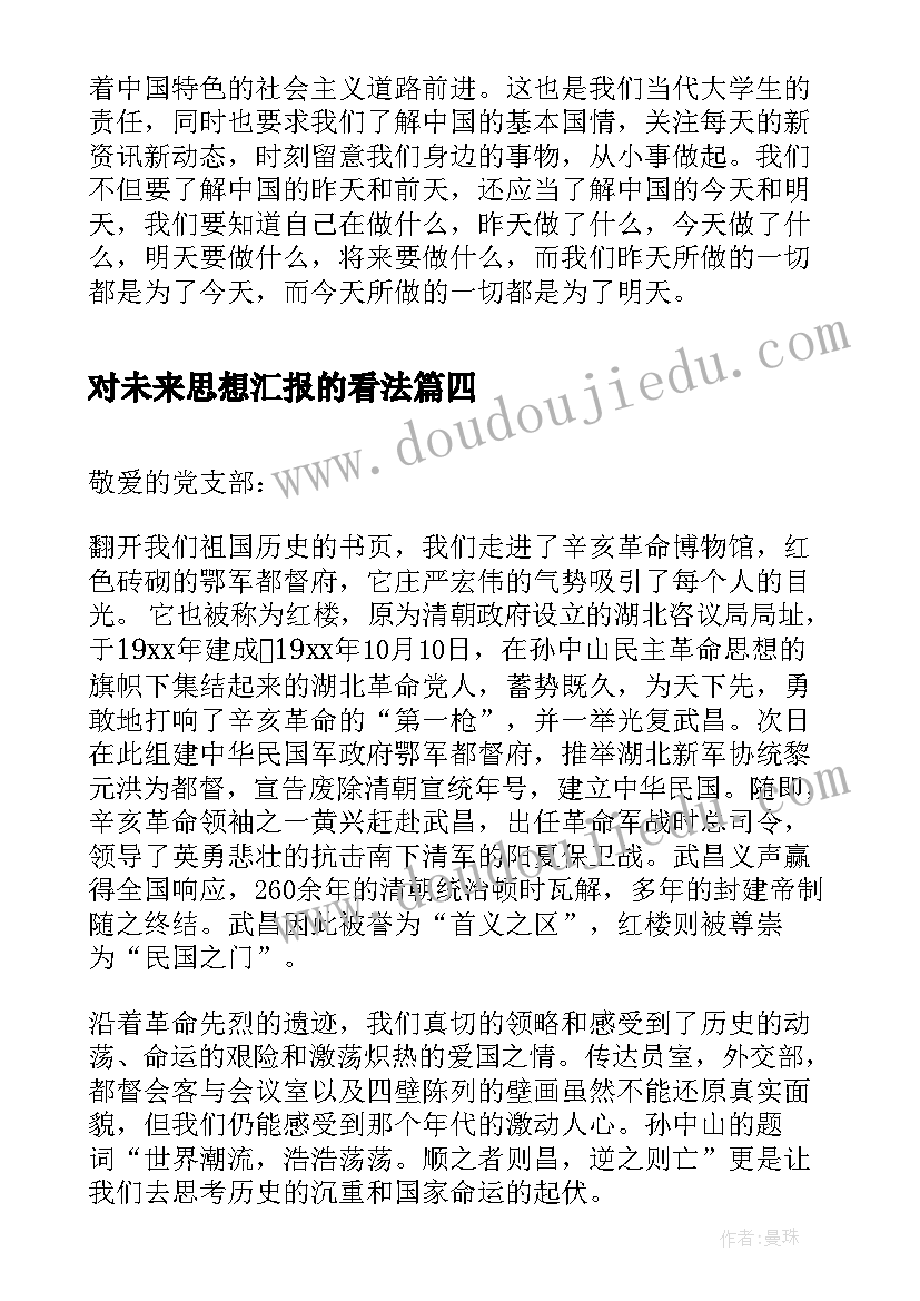 最新对未来思想汇报的看法(大全5篇)