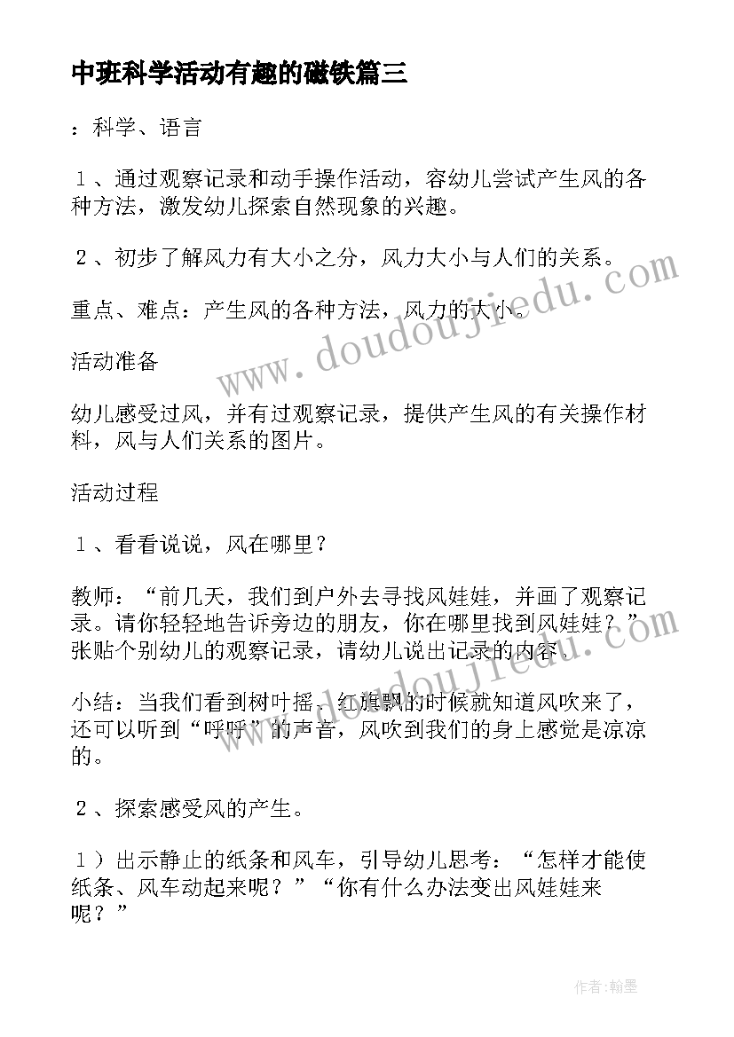 中班科学活动有趣的磁铁 中班科学活动教案(优质10篇)