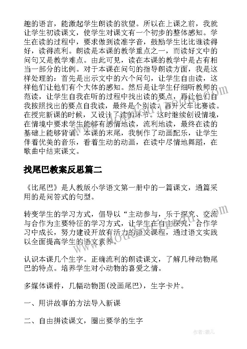 2023年找尾巴教案反思(模板5篇)