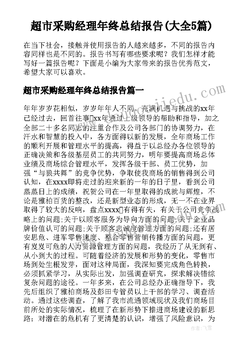 超市采购经理年终总结报告(大全5篇)