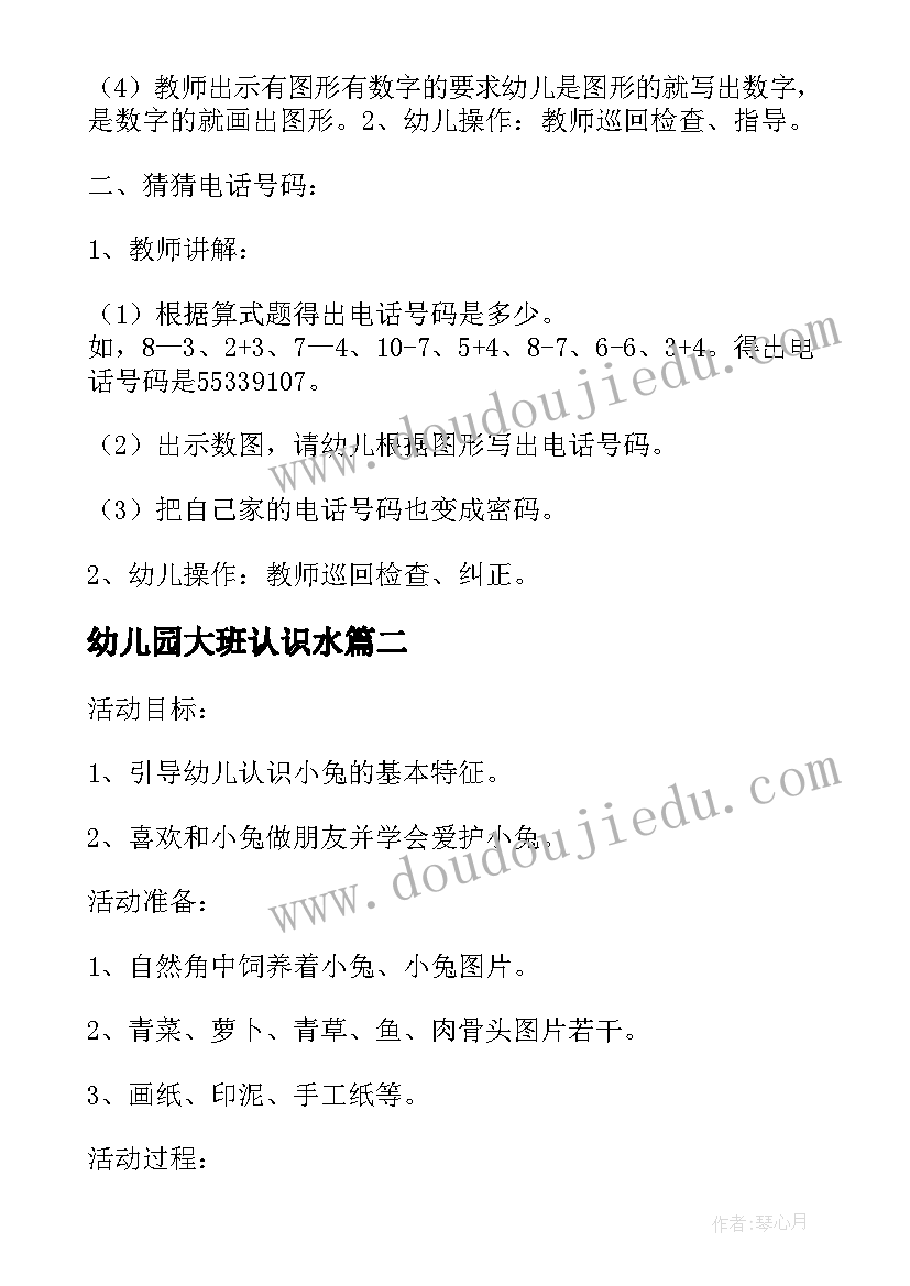 幼儿园大班认识水 大班科学活动认识电子计算器教案(大全6篇)