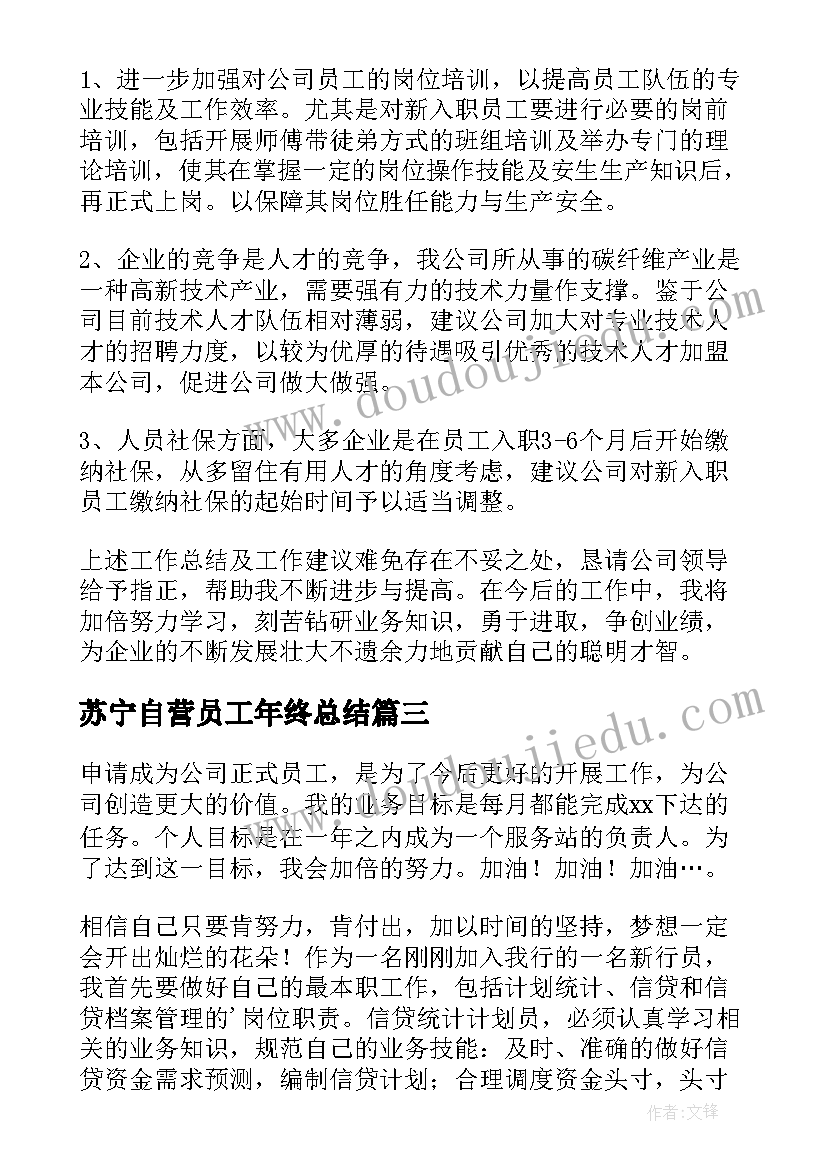 苏宁自营员工年终总结(优质9篇)