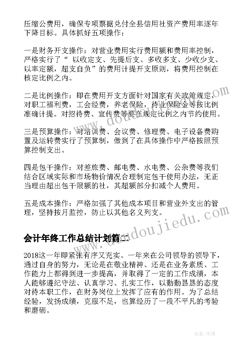 会计年终工作总结计划(大全5篇)