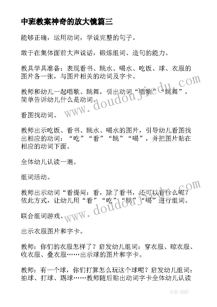 最新中班教案神奇的放大镜(优秀5篇)