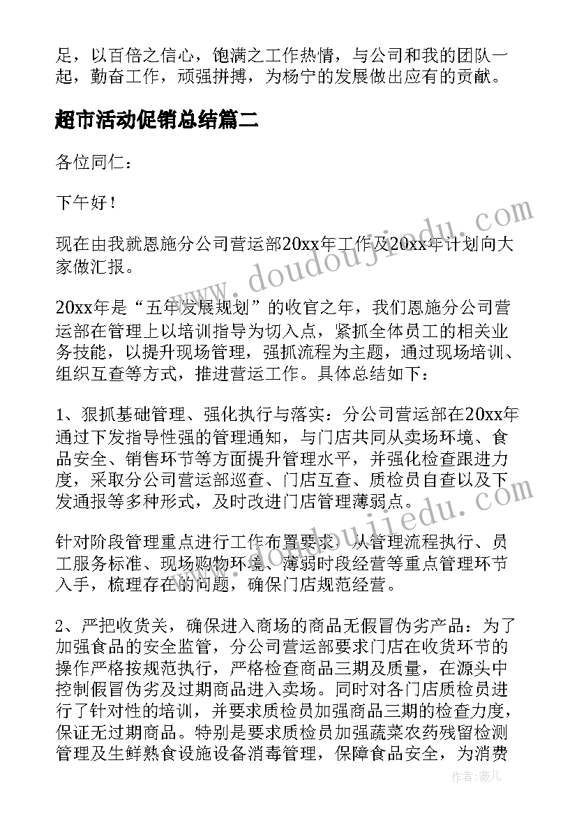 2023年超市活动促销总结(模板5篇)