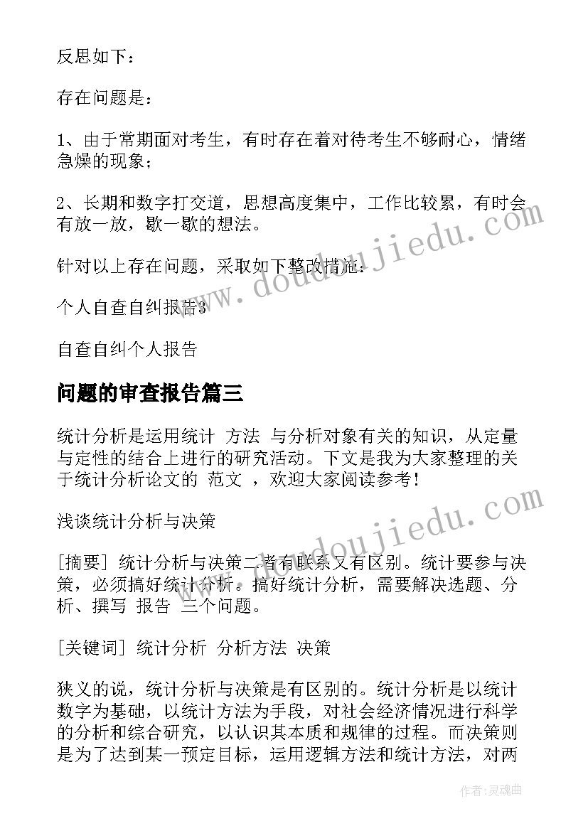 2023年问题的审查报告 督察反馈问题的报告(汇总5篇)