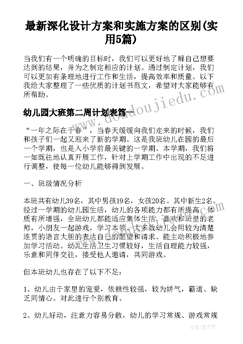 最新深化设计方案和实施方案的区别(实用5篇)