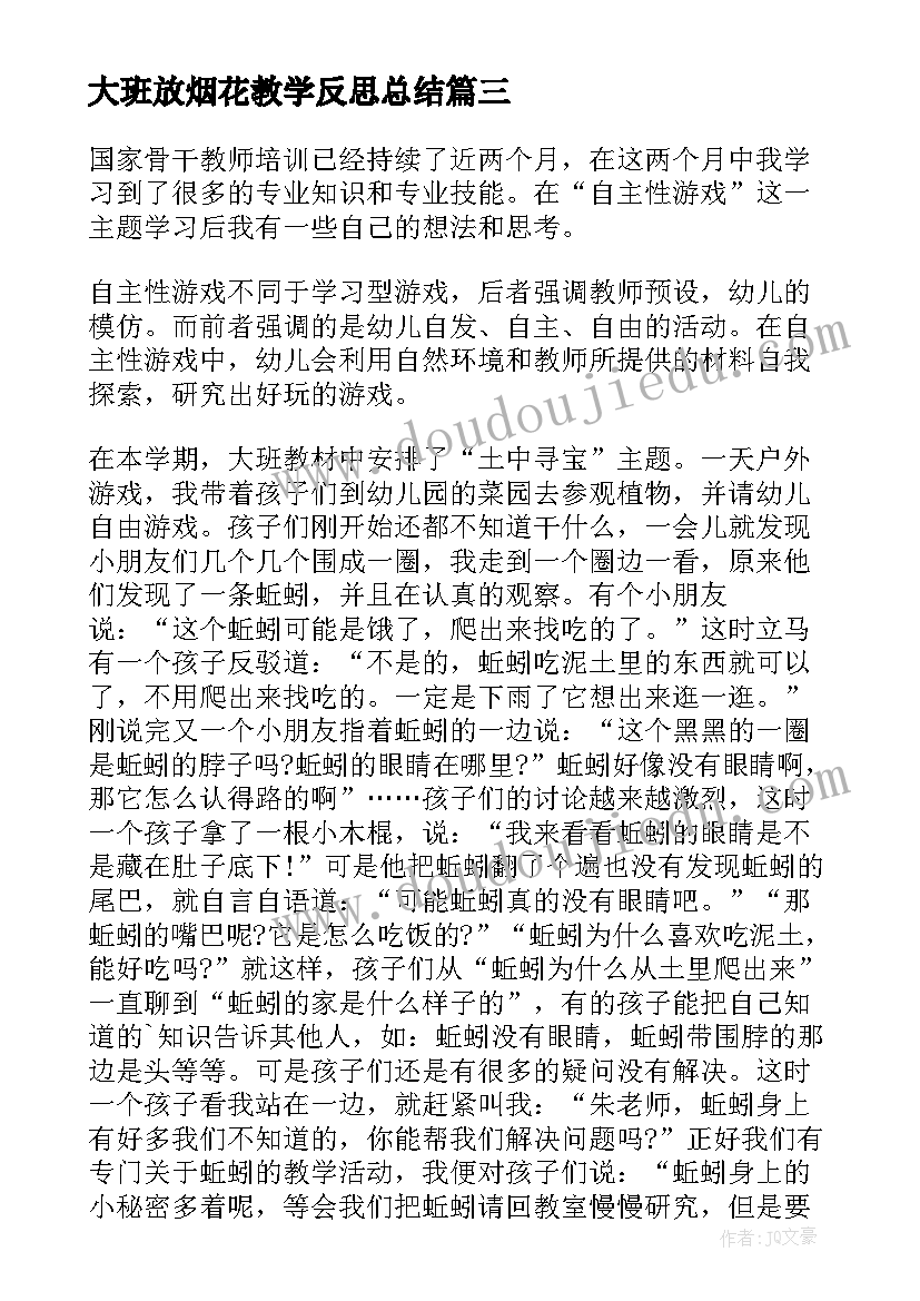 最新大班放烟花教学反思总结 大班教学反思(汇总6篇)