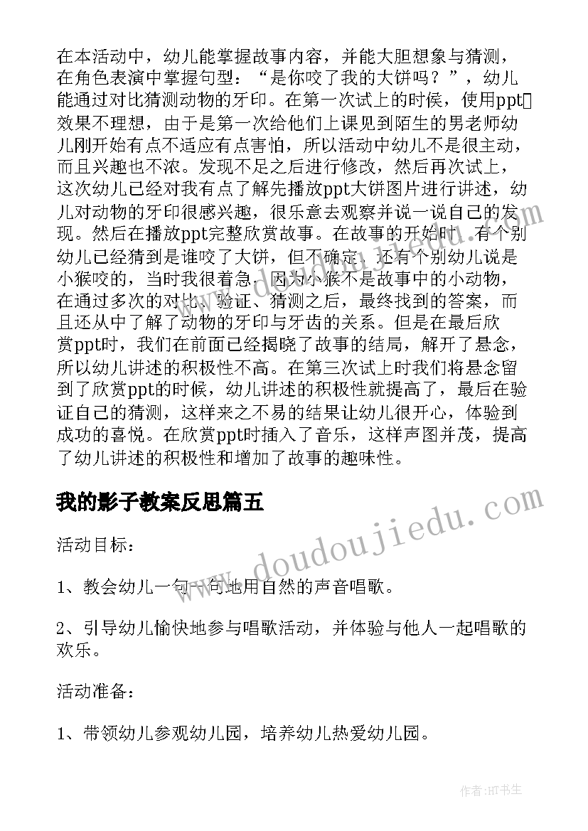 2023年我的影子教案反思(大全5篇)