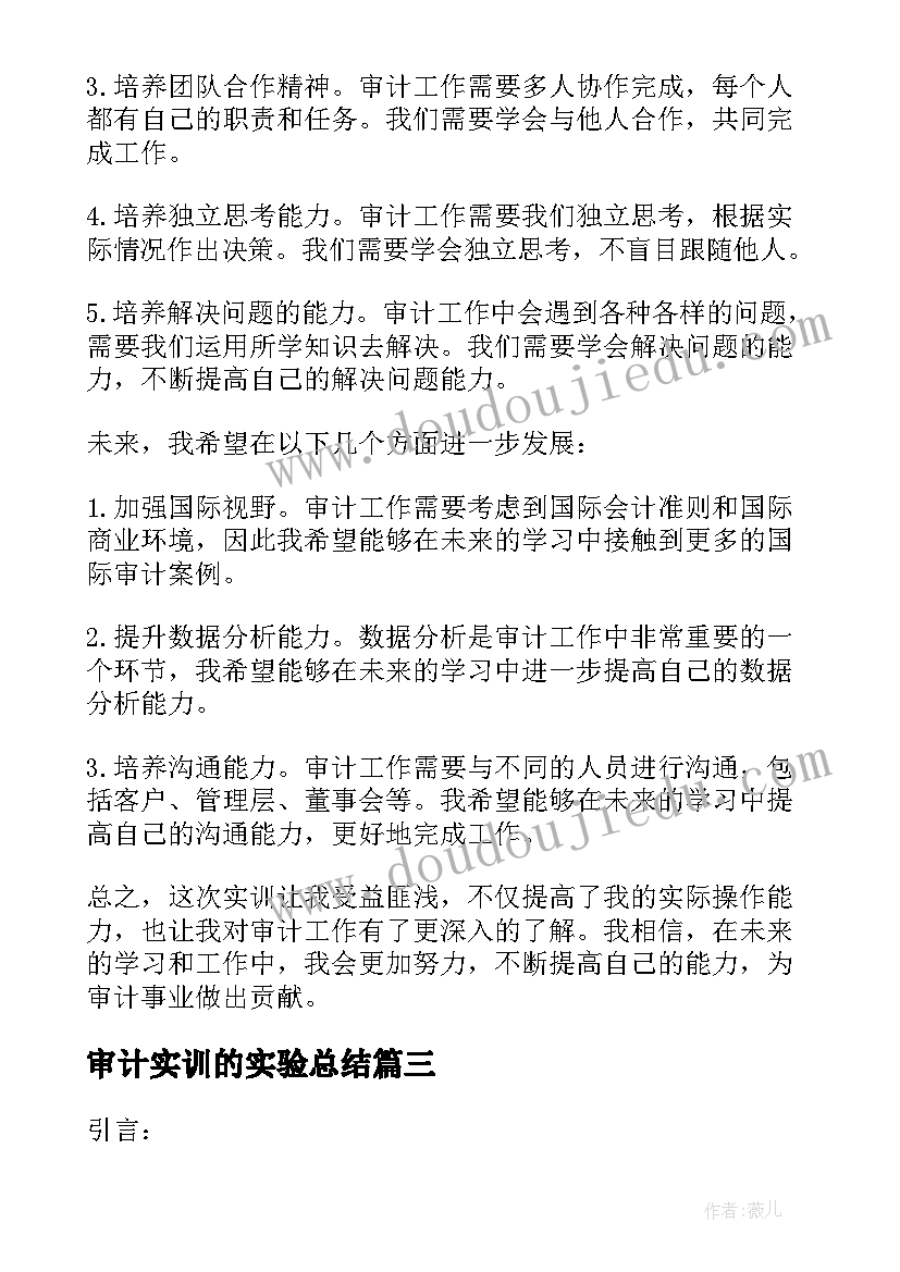 最新审计实训的实验总结(优秀5篇)