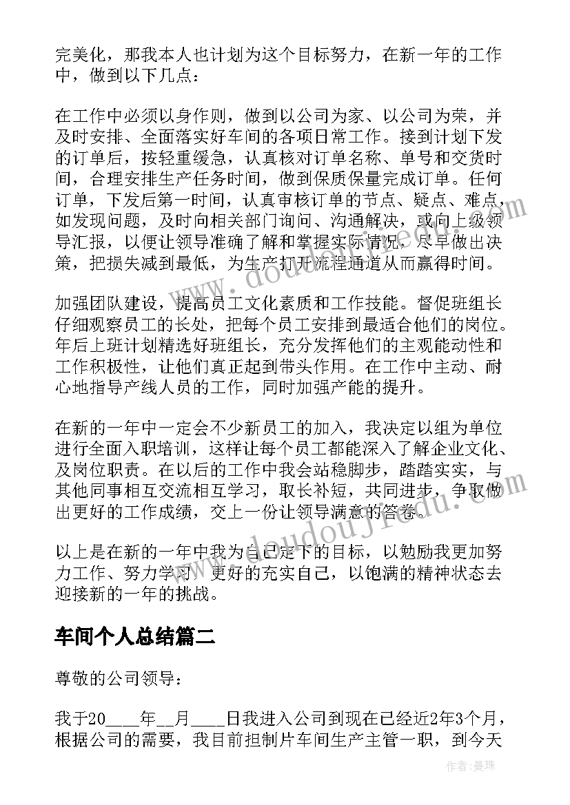 最新车间个人总结(汇总5篇)