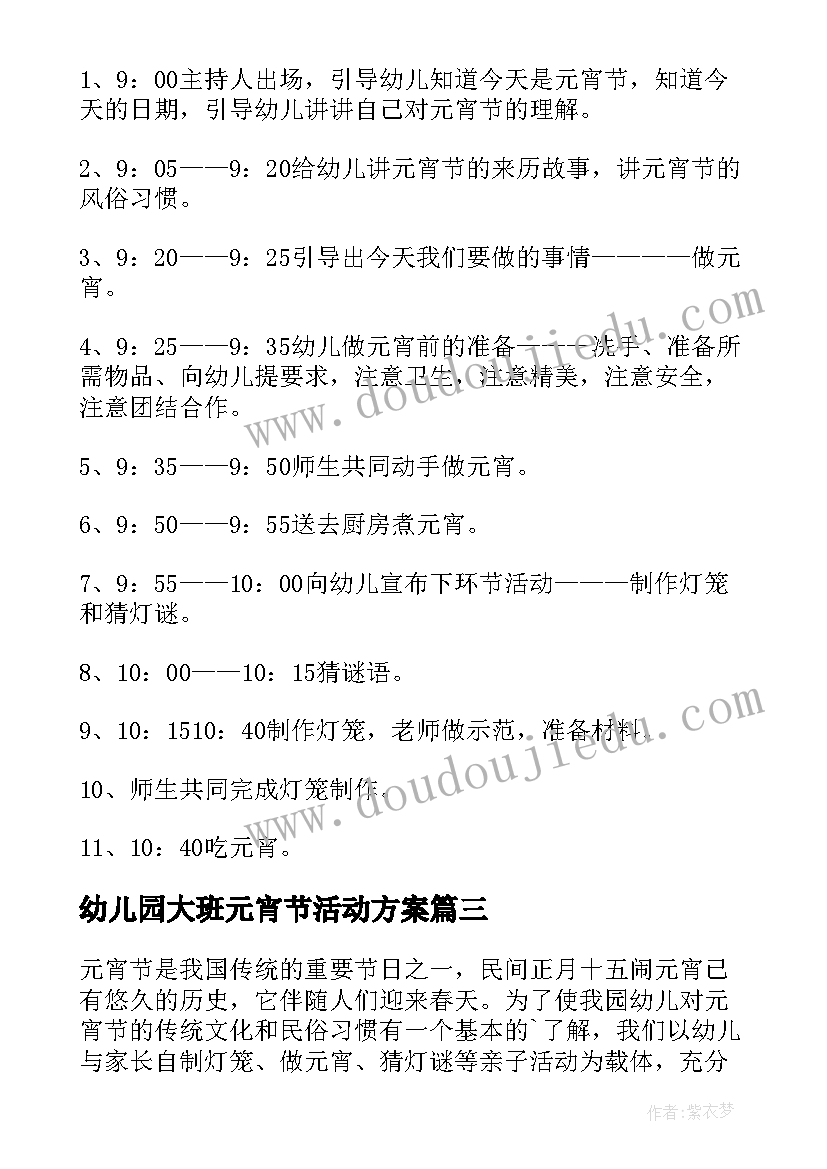 最新幼儿园大班元宵节活动方案 大班幼儿元宵节活动方案(优质7篇)