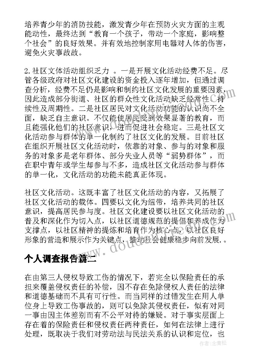 2023年个人调查报告(精选5篇)