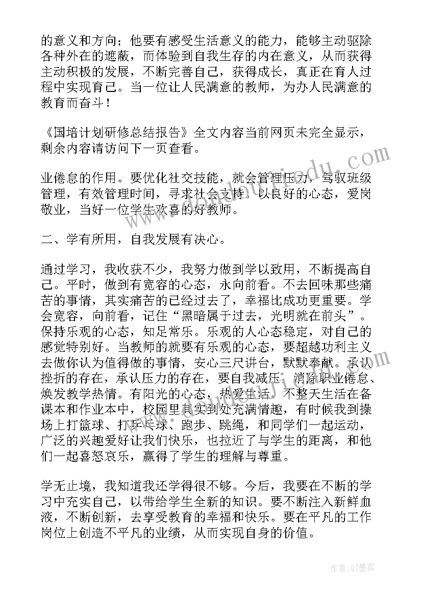 个人研修计划总结报告(优质5篇)