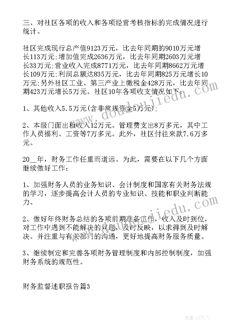 最新财务监督的报告(实用5篇)