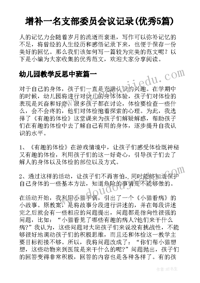 增补一名支部委员会议记录(优秀5篇)