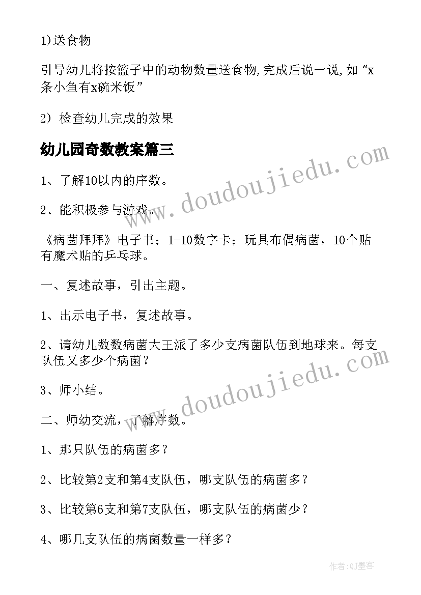 2023年幼儿园奇数教案 中班数学活动方案(优质7篇)