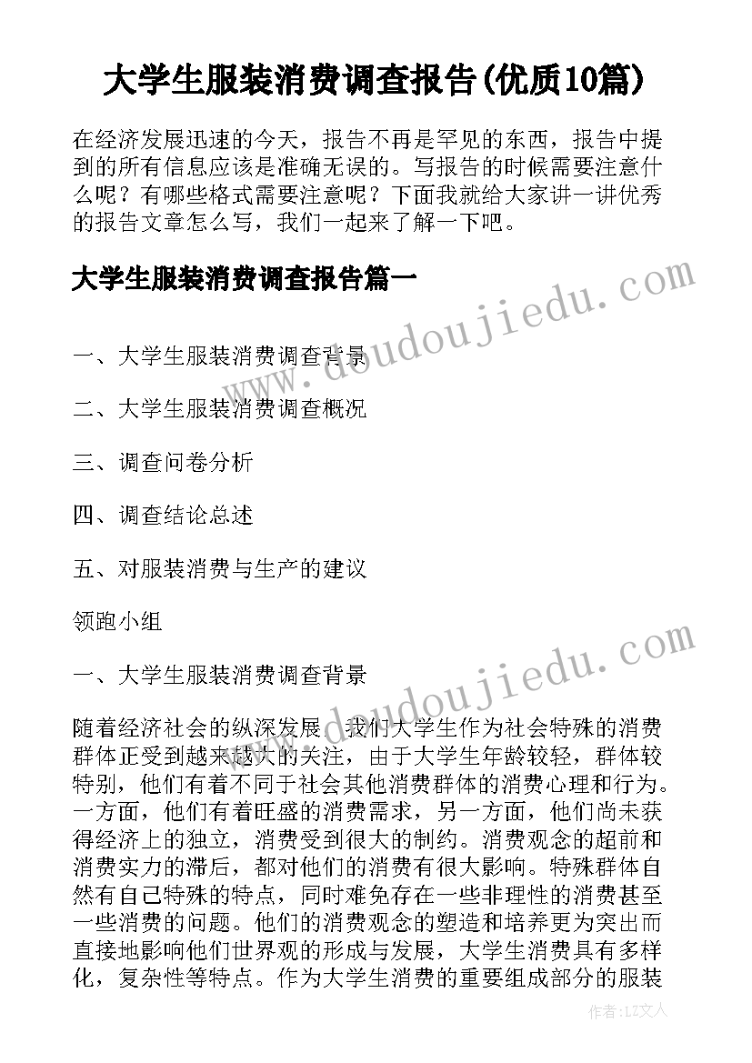 大学生服装消费调查报告(优质10篇)