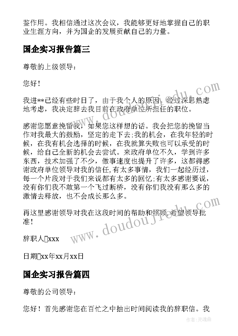 2023年国企实习报告 国企自查报告(汇总8篇)