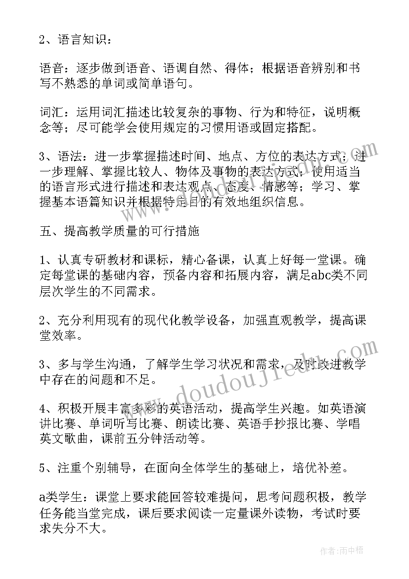 最新人教版九年级下学期英语教学计划 九年级上学期英语教学计划(通用6篇)