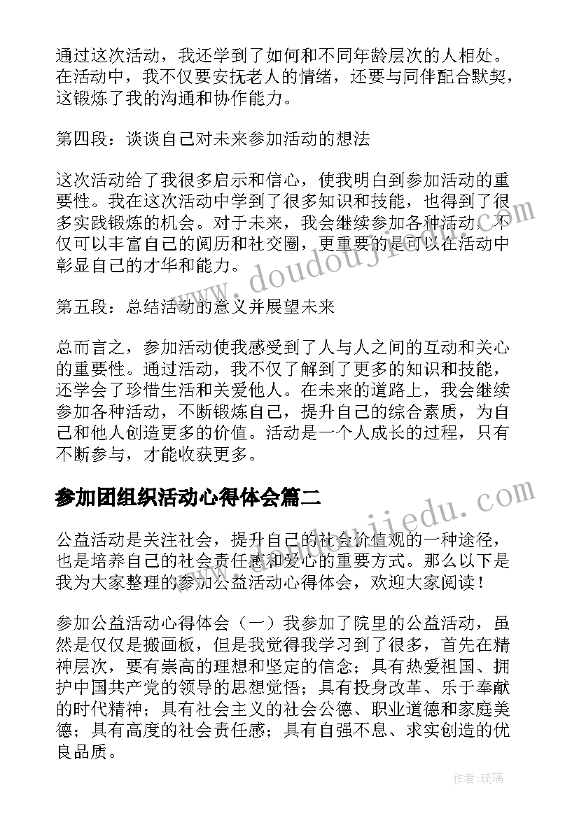 2023年参加团组织活动心得体会(模板5篇)