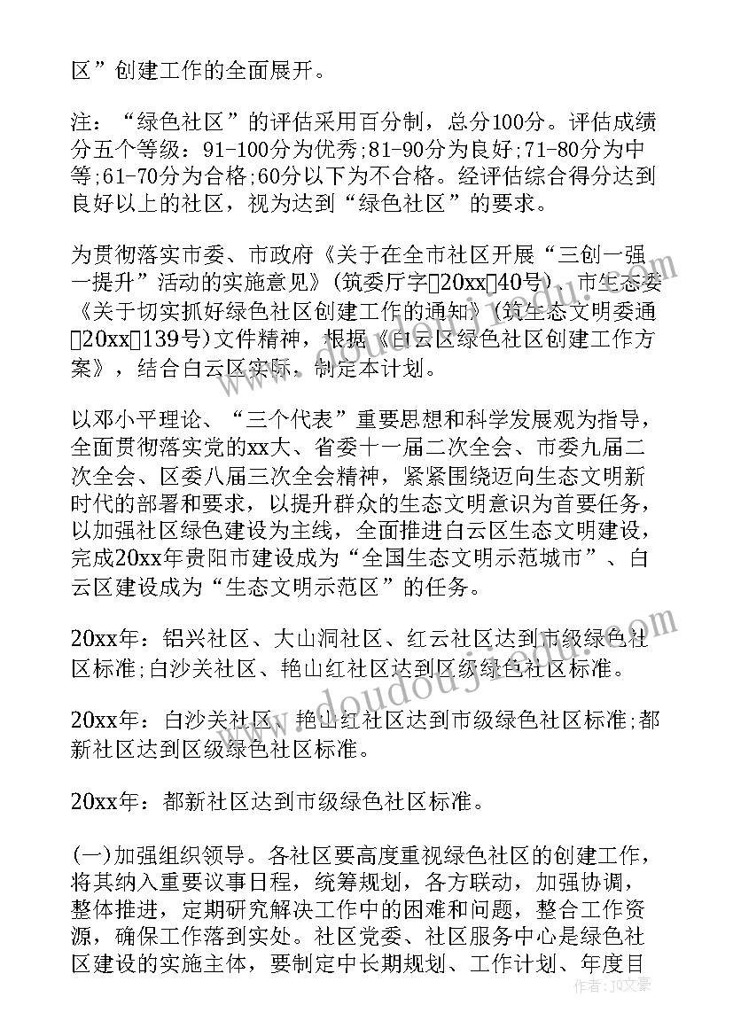 创建绿色社区年度计划方案(模板5篇)