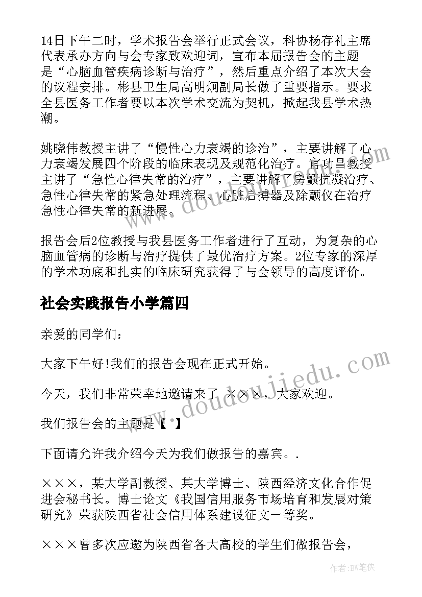 社会实践报告小学 电化学学术报告心得体会(通用8篇)