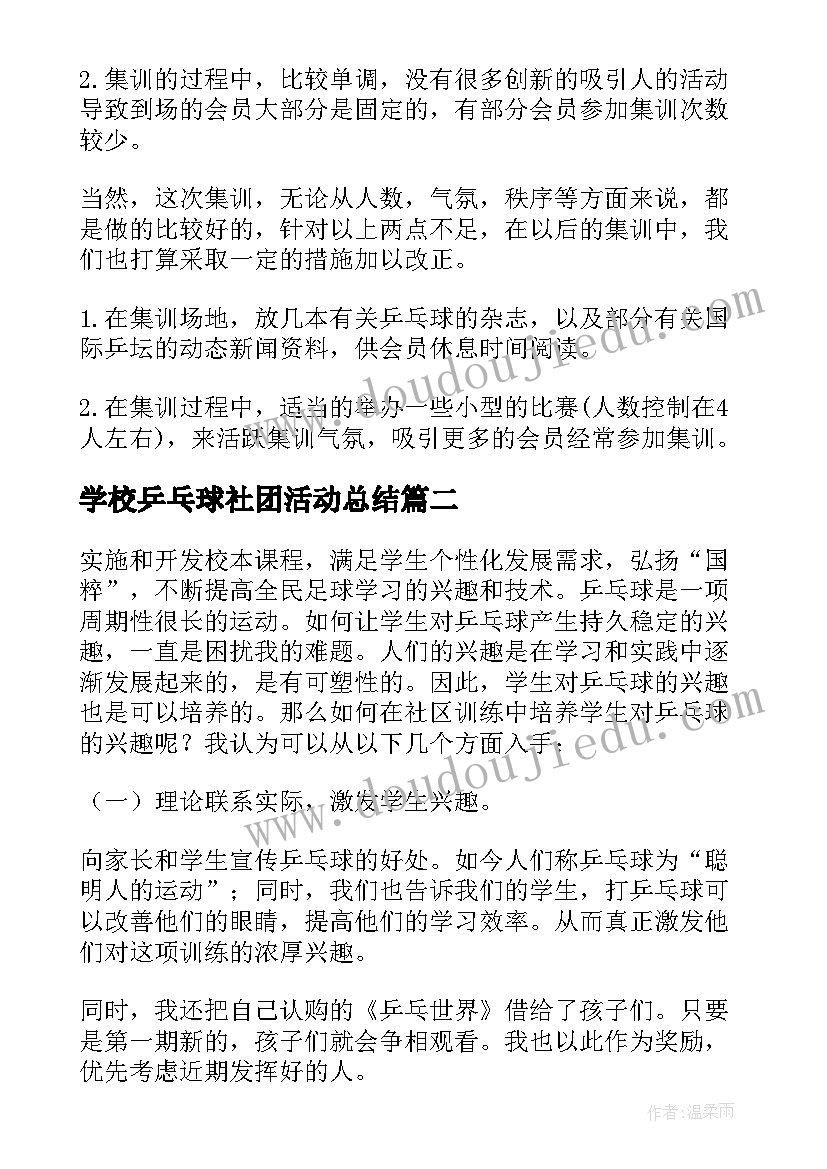 2023年学校乒乓球社团活动总结(通用5篇)