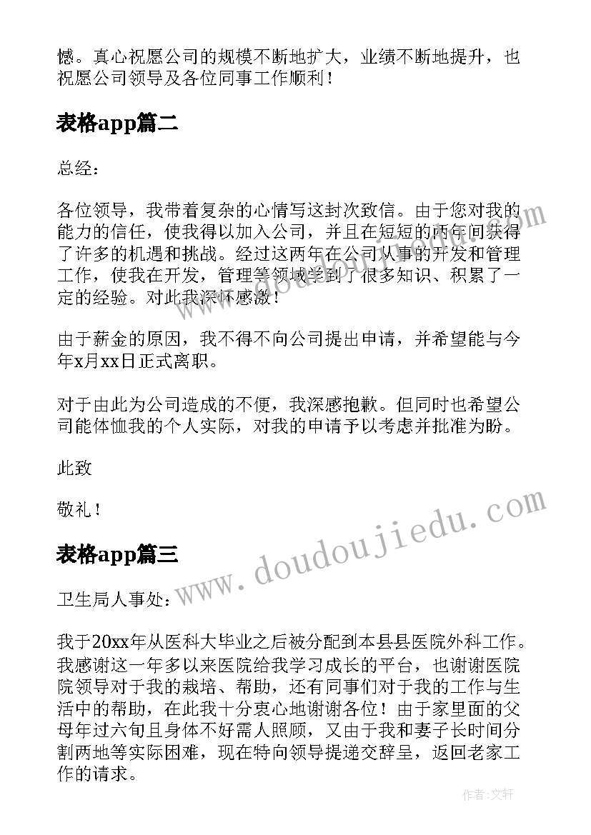 表格app 简单辞职信表格下载(优秀5篇)