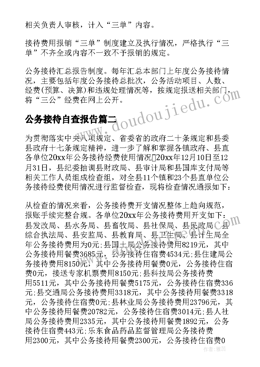 最新公务接待自查报告(大全6篇)