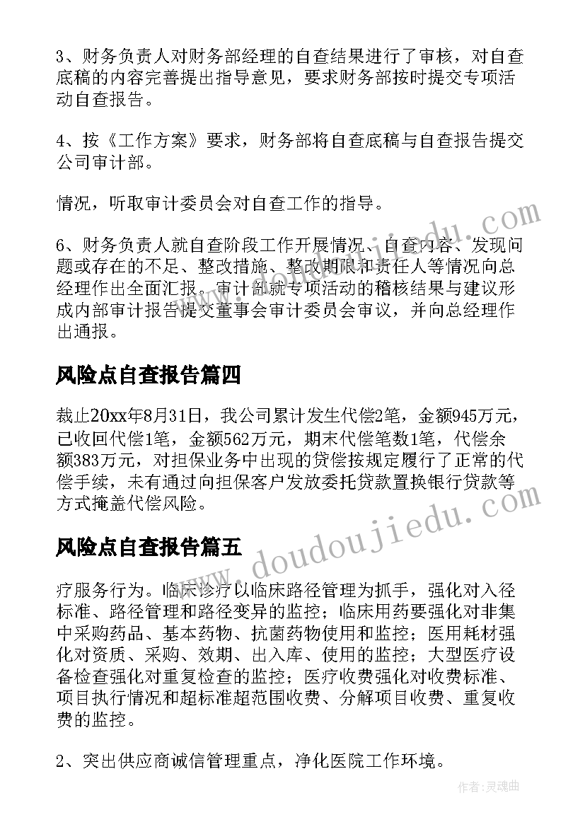 风险点自查报告 风险自查报告(实用6篇)