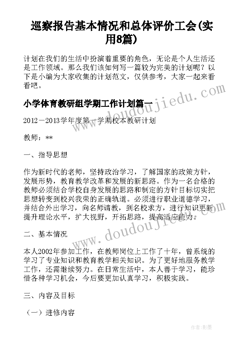 巡察报告基本情况和总体评价工会(实用8篇)