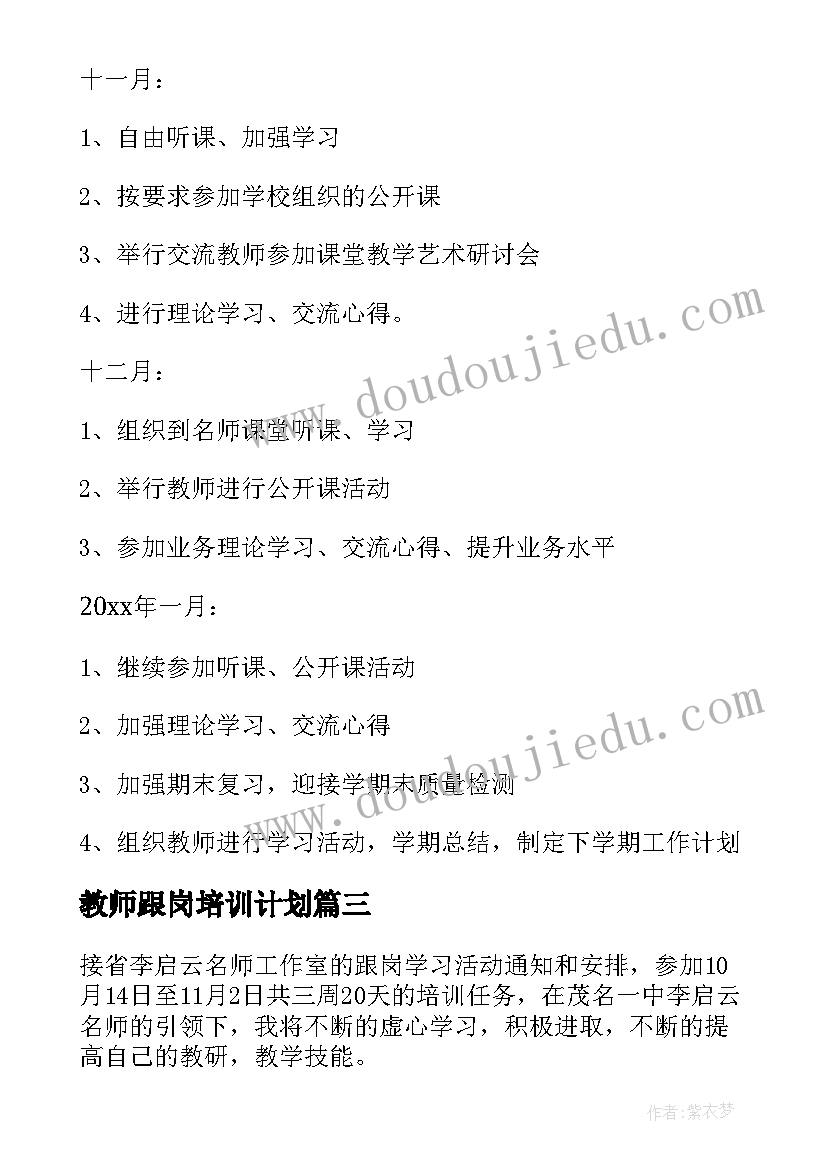 2023年教师跟岗培训计划(大全5篇)