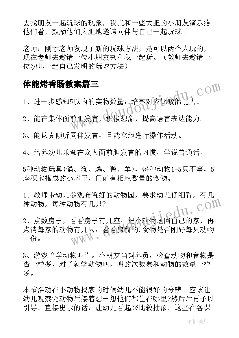 最新体能烤香肠教案 小班体育活动大皮球真好玩教案附教学反思(模板5篇)