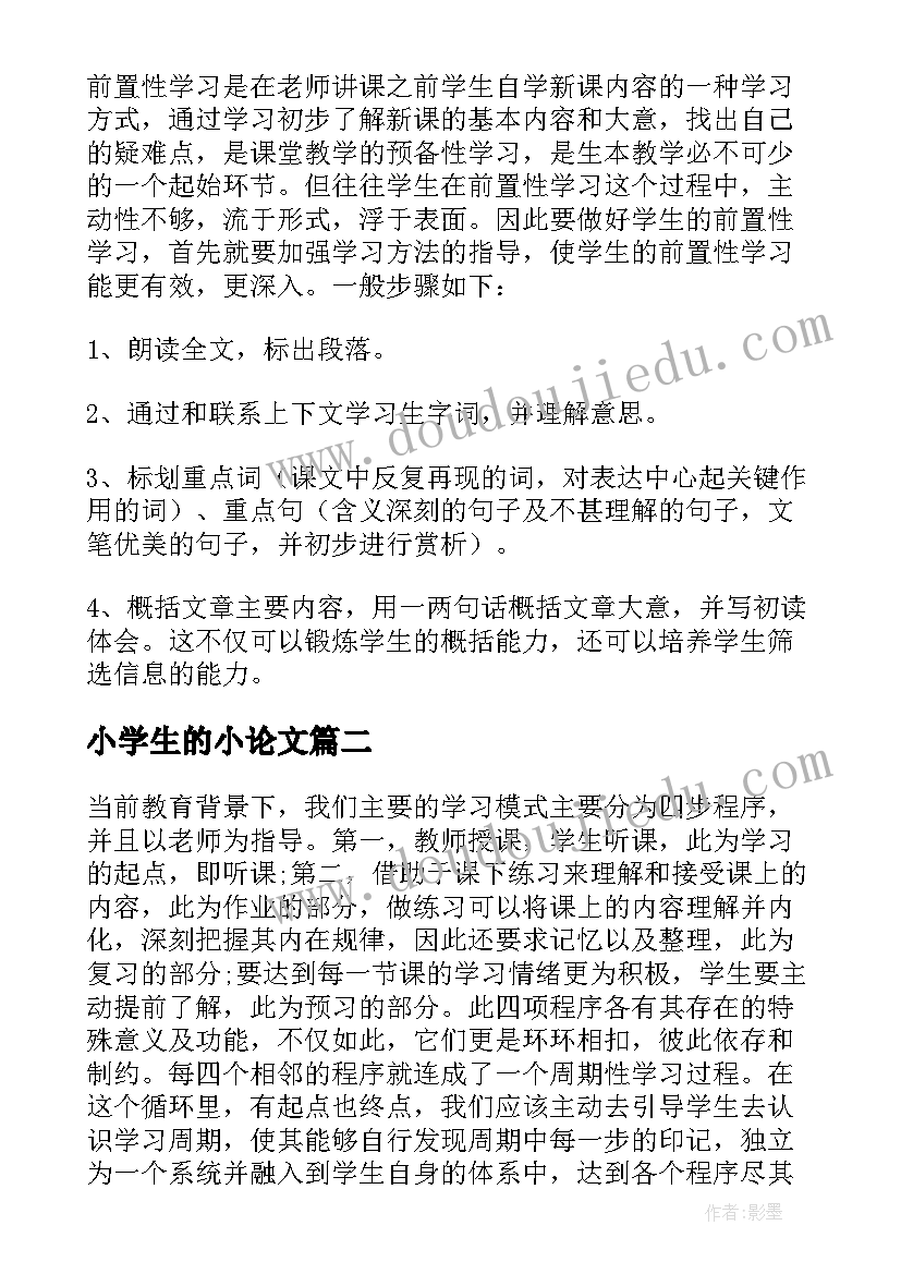 2023年小学生的小论文 小学生论文语文优选(大全5篇)